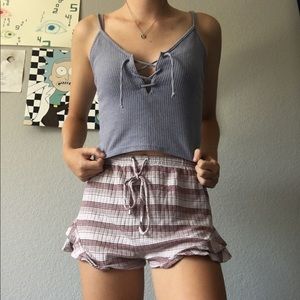 🌦Brandy Melville🌦 Dusty Blue Tie Up Tank Top